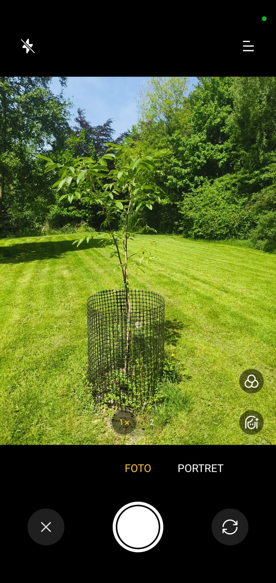 Cameraweergave waarmee een foto voor een GreenPlot-plant wordt gemaakt