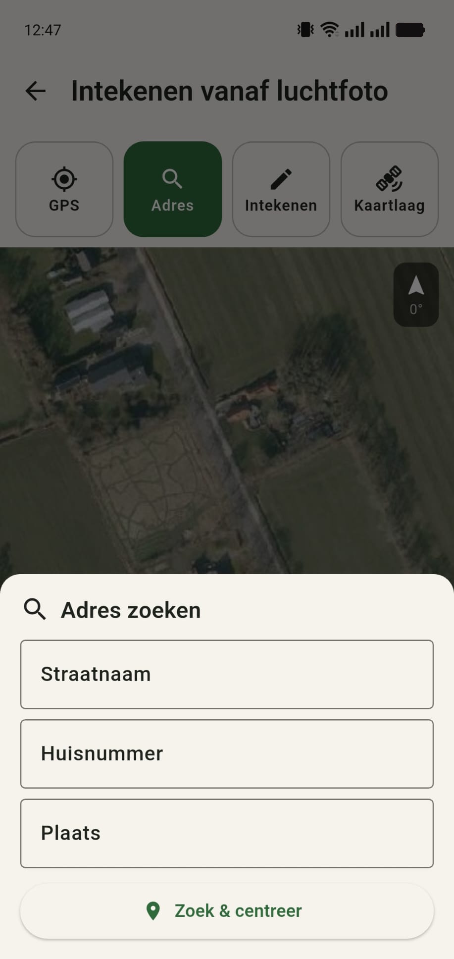 Adres zoeken in GreenPlot met straatnaam, huisnummer en plaats