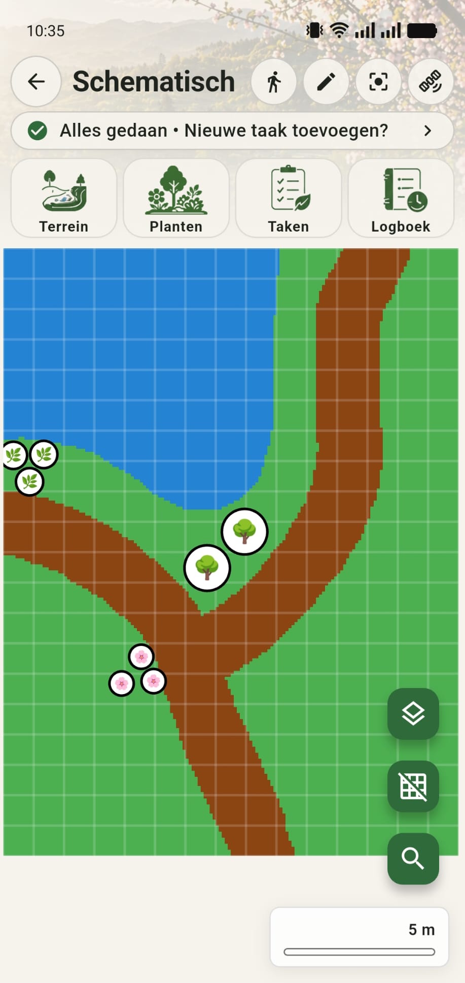 Resultaat van een schematisch opgezet terrein in GreenPlot