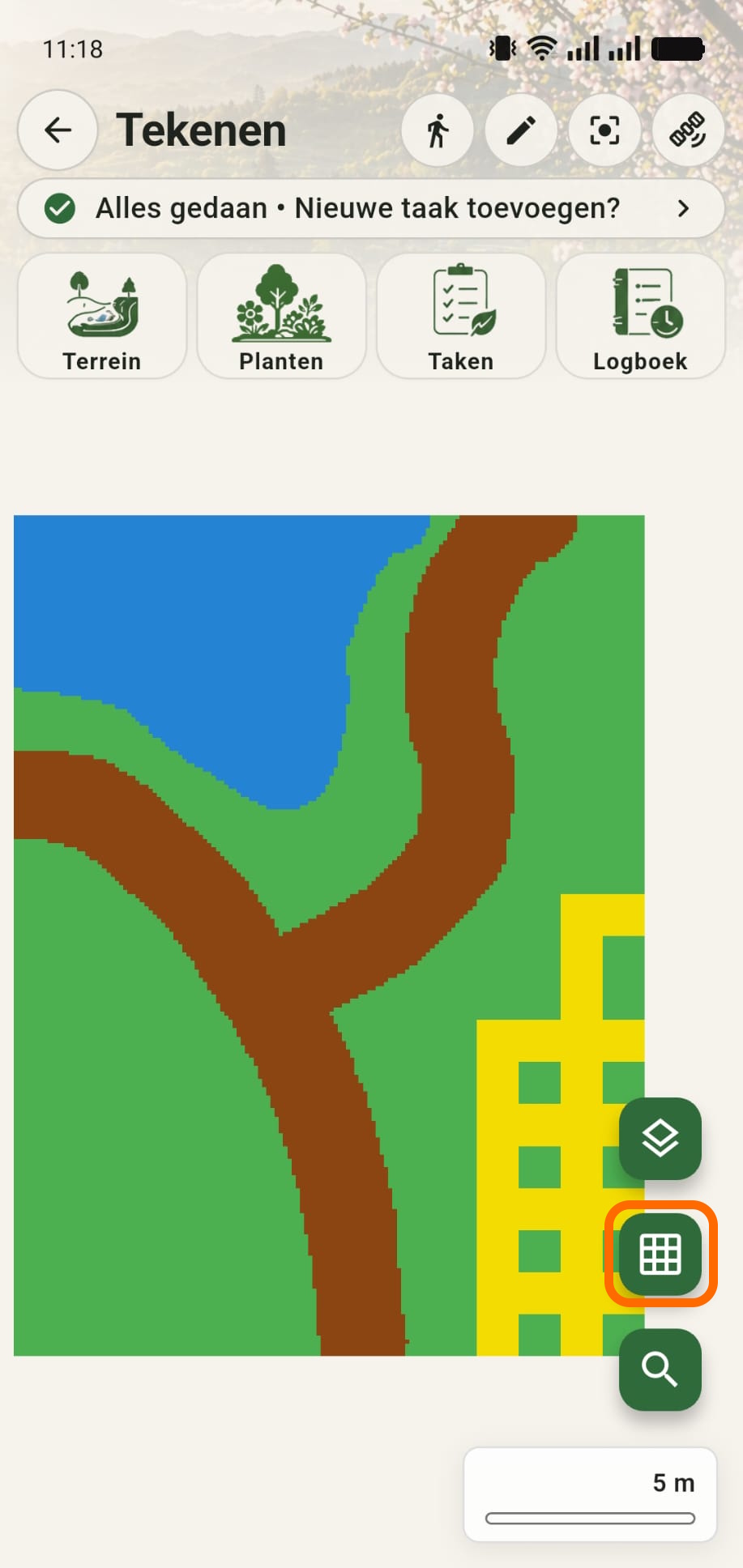 Eindresultaat van een getekend GreenPlot canvas zonder raster