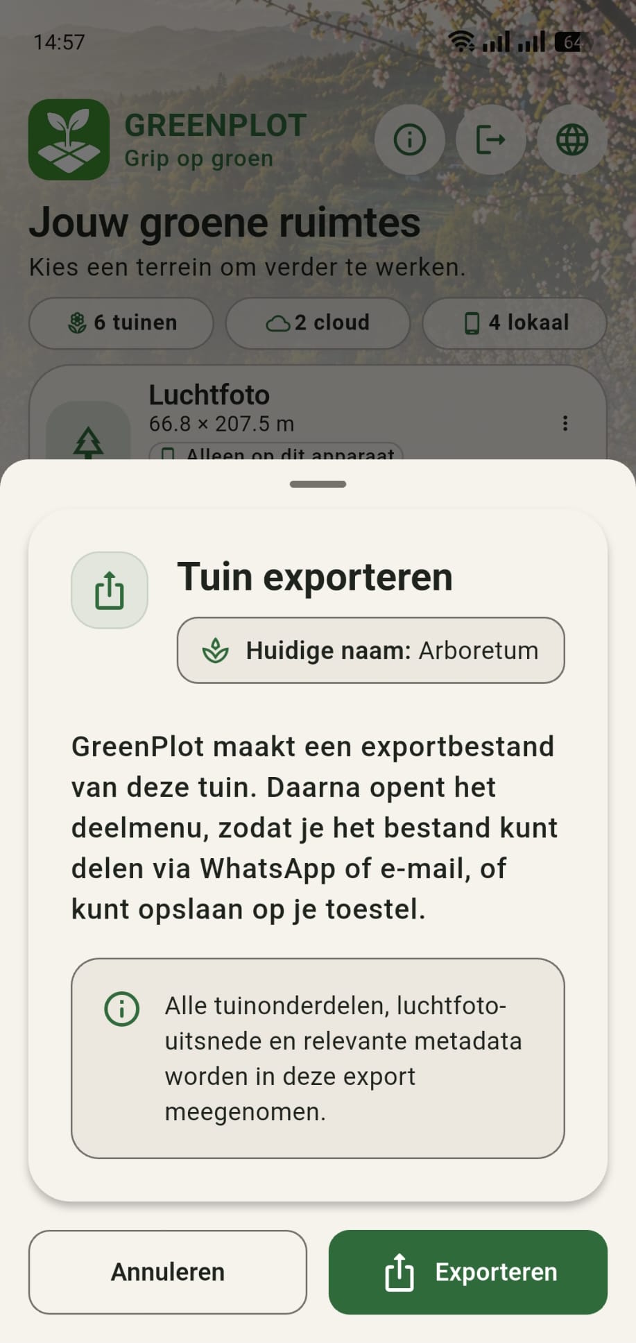 GreenPlot exportbestand creeren.